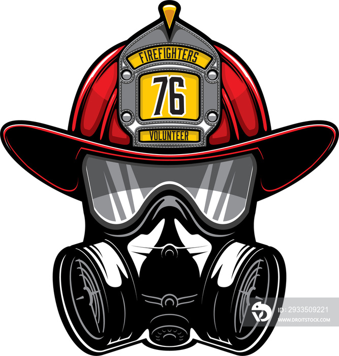 Firefighter protective helmet and gas respirator