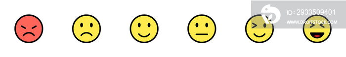 Conjunto de iconos emoticones. Caritas de reacciones. Concepto de reacciones de chat, emoji