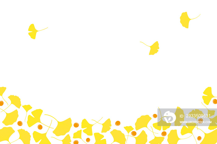 Yellow ginkgo leaves and nuts background  illustration