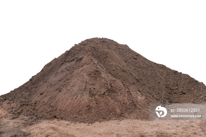 wet pile of building sand isolated on white background