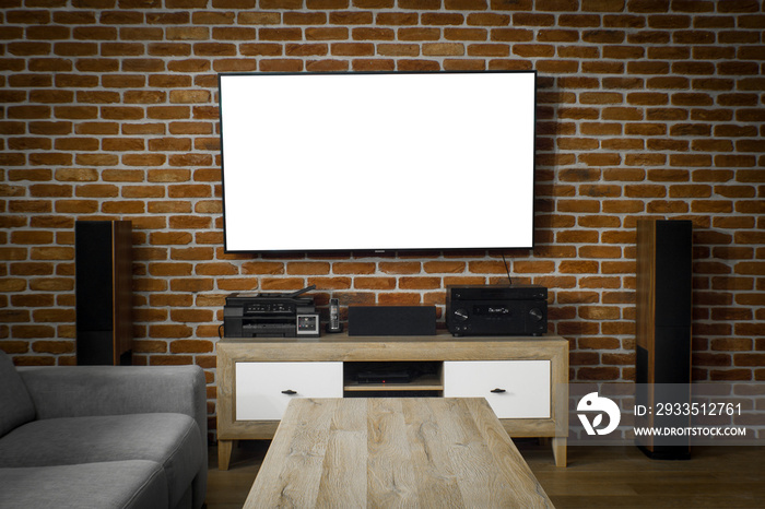 TV screen isolated mockup livingroom