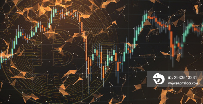 Bitcoin and cryptocurrency investing concept. Crypto currency Bitcoin, BTC, Bit Coin. Crypto mining concept.