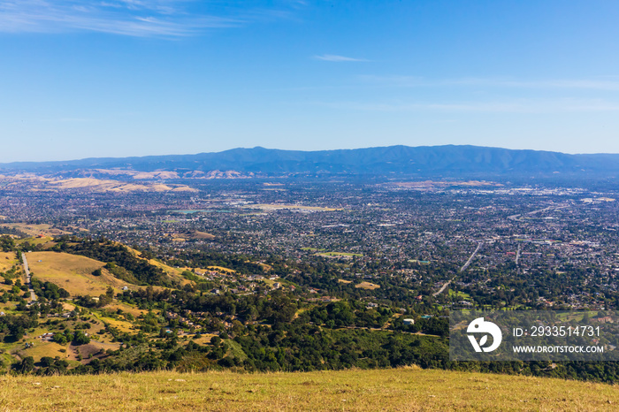 View of Silicon Valley from Sierra mountains in California, USA