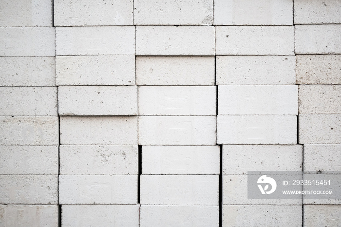 White autoclaved aerated lightweight concrete block stack texture