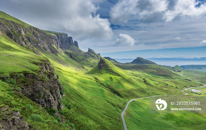 Pinnacles of the Quiraing Hill the Northernmost Summit of the Trotternish on the Isle of Skye, Scotland