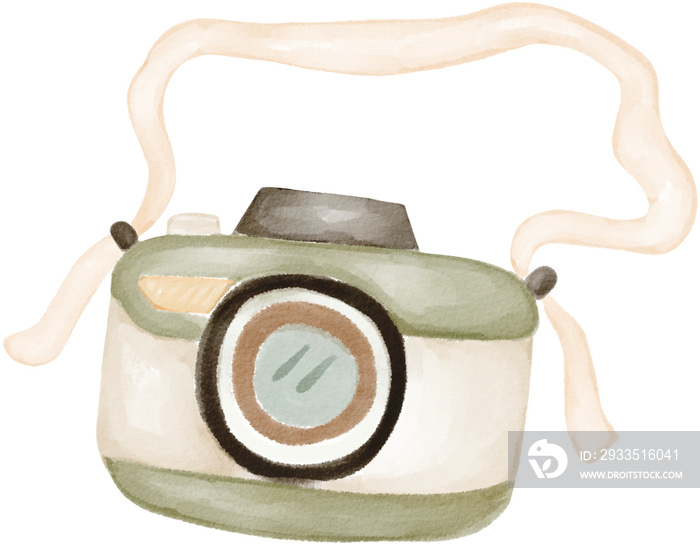 camera camping watercolor