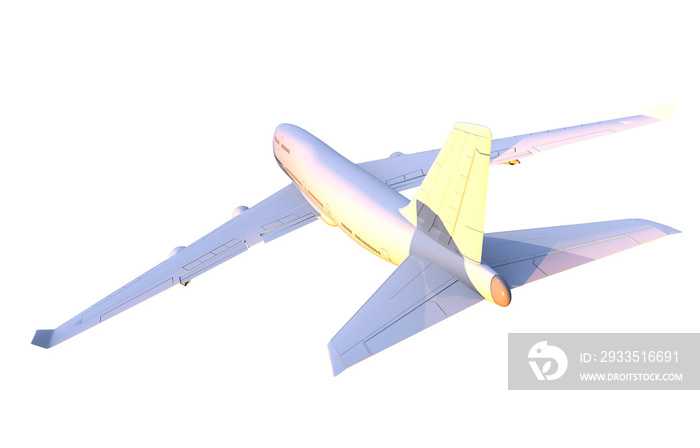 PNG Graphic of Large Commercial Airliner Isolated on Transparent Background. PNG Object. 3D Airplane Render.