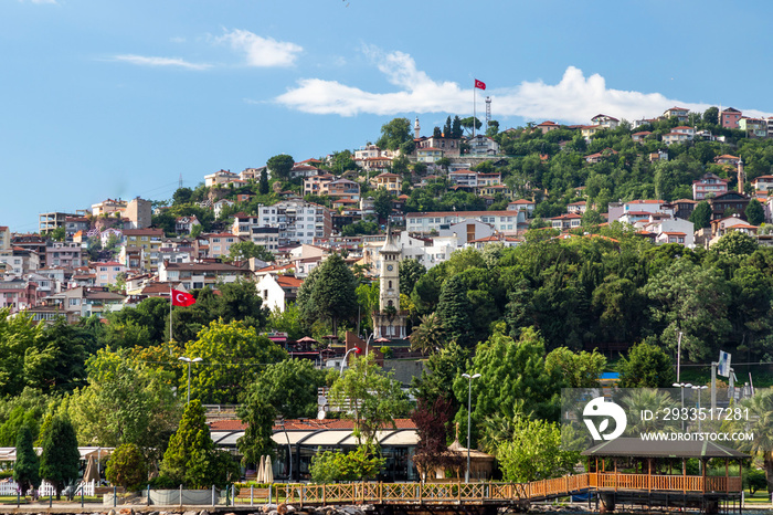 Kocaeli  (Izmit)  city view, the historical izmit clock tower is visible in the middle