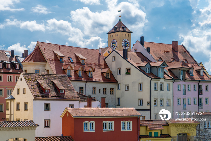 Wohnhäuser in der historischen Altstadt von Regensburg