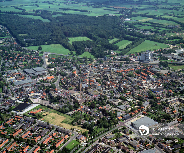 Barneveld, Holland, July 11 - 1990: Historical aerial photo of the village Barneveld