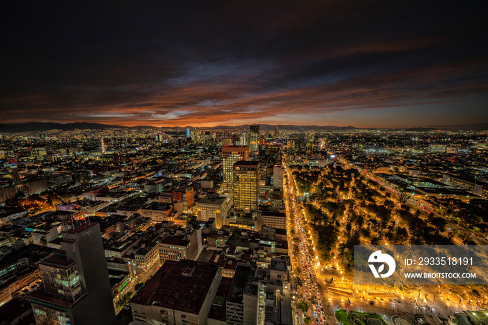 Mexico city aerial view panorama