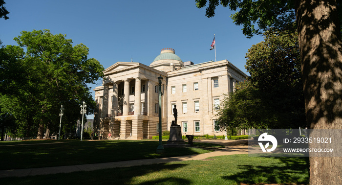 Late Afternoon Comes to Raleigh North Carolina and the Capital Building Landscaped Grounds