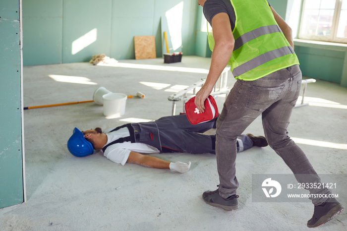 Construction worker accident with a construction worker.