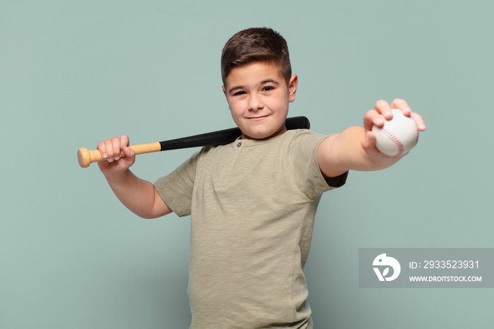 little boy happy expression baseball concept