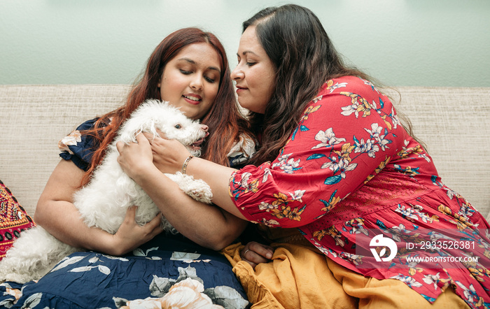 South Asian Mother and daughter portraits at home