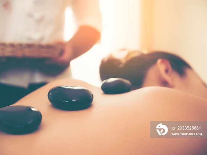 Women relaxing from massage and spa.  Young beautiful women laying face down for Thai massage.  Massage a kind of relief pains and aches and relaxation