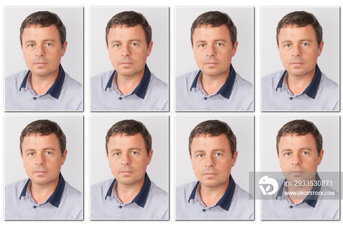 Passport photos of a handsome man