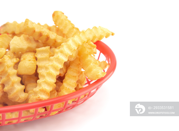 Crinkle Fries Isolated on a White Background