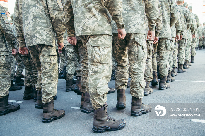 Military boots army walk the parade ground