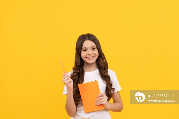 kid planning her study. student prepare for exam. schoolgirl do homework. educational literature.