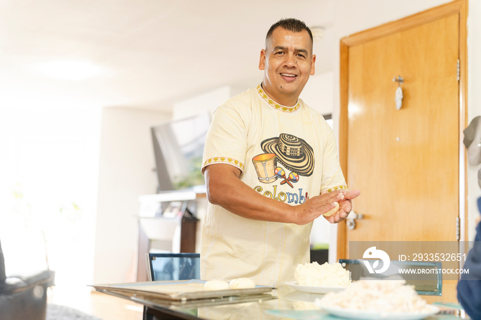 Mature man preparing food at home