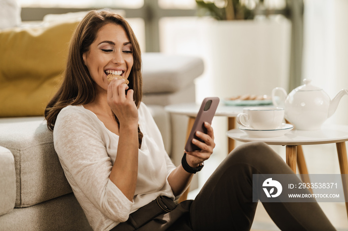 Woman Using Smartphone At Home