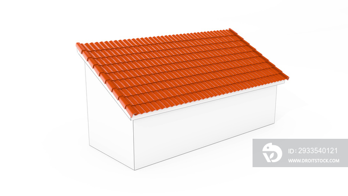 3d roof type on the white background. 3d rendering