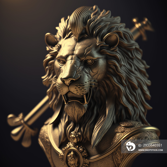 golden statue of a warrior lion