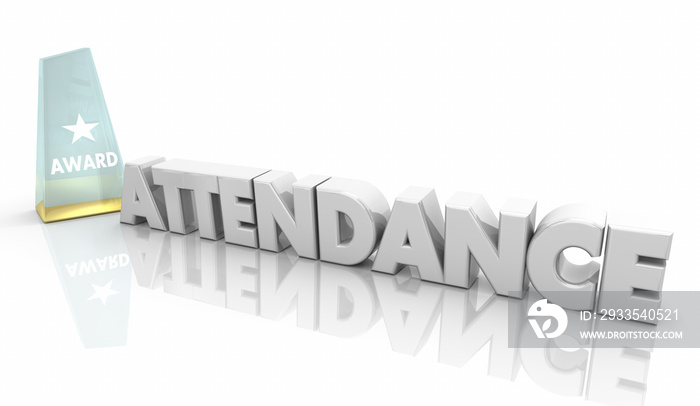 Attendance Award Perfect Record Words 3d Illustration