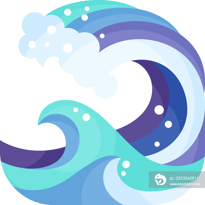 sea wave flat glossy icon