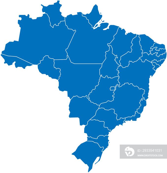 Brazil political map divide by state