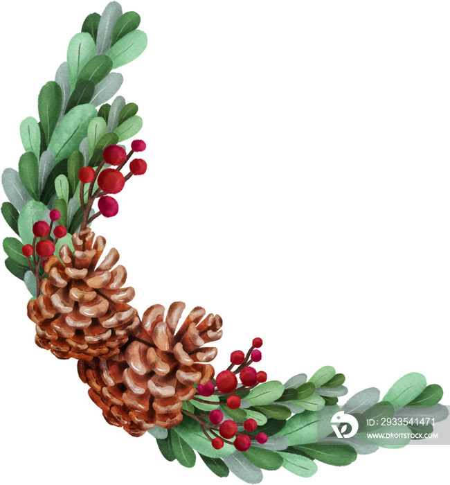 christmas frame wreath watercolor clipart