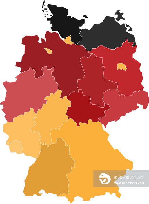 Germany political map divide by state