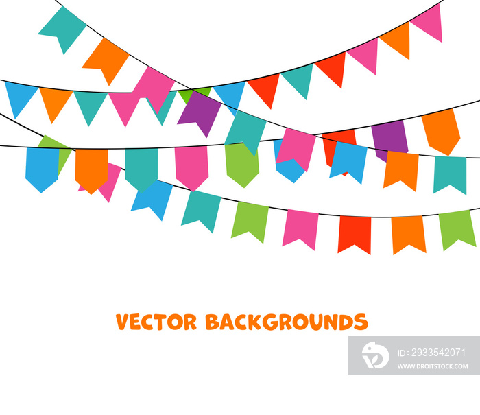 Party Background with bunting and garlands. Vector Illustration.