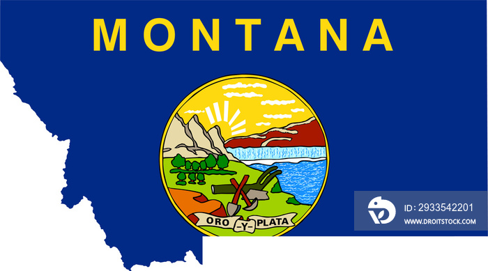 Montana USA Map Flag. MT US Outline Boundary Border Shape State Flag Sign Symbol Atlas Geography Banner. Montanan Transparent PNG Flattened JPG Flat JPEG