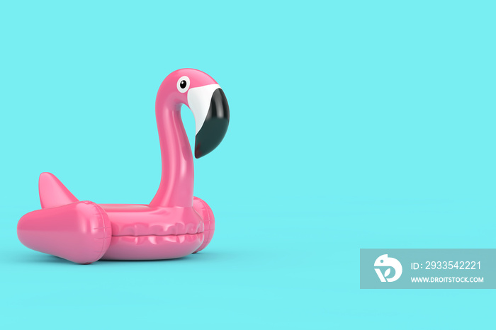 Summer Swimming Pool Inflantable Rubber Pink Flamingo Toy. 3d Rendering