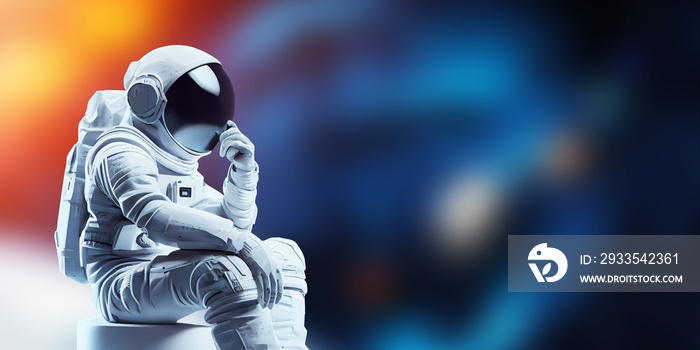 Astronaut spaceman 3d illustration space station in outer space . Astronauts wear full spacesuits for space operation . Elements of this image furnished by NASA space astronaut photos.idea thinking.