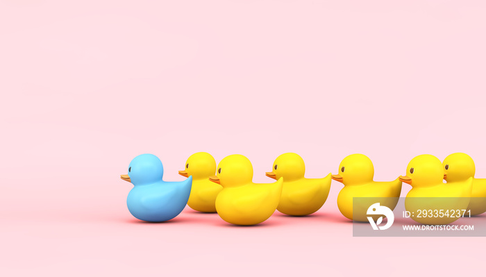 leadership concept rubber ducks