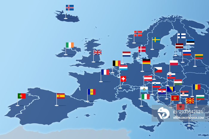 Europa Infografika z flagami państw