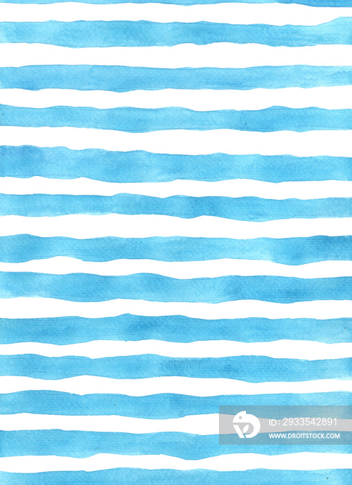 Abstract horizontal blue line watercolor background decoration for nautical and coastal living concept.