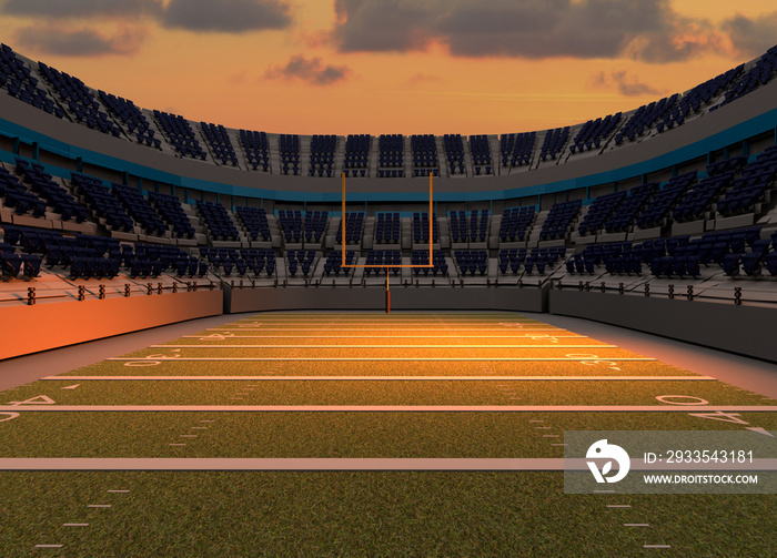 3d illustration, football  stadium and sky with CLOUDS