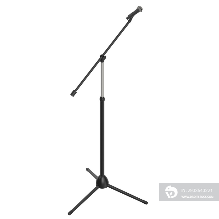 3D rendering illustration of a microphone on stand