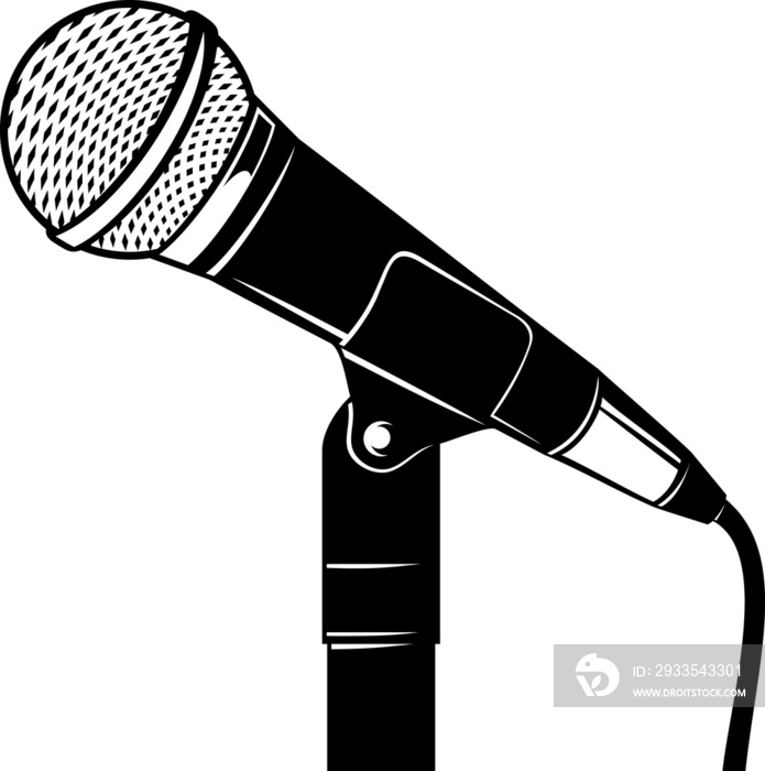 Retro microphone with stand png illustration