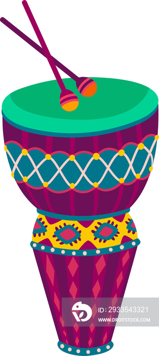 Brazilian or african drum, vector djembe or bongo