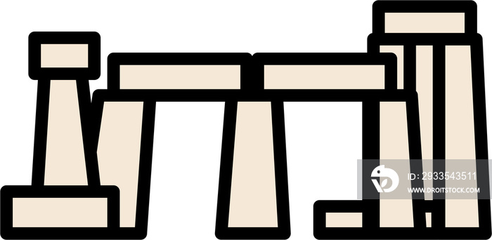 outline simplicity drawing of stonehenge landmark front elevation view.