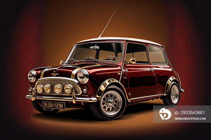 Red mini cooper on ruby background