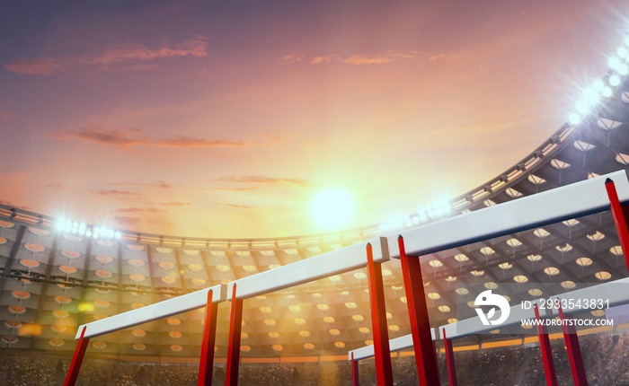 3-D athletics stadium on sunset. Render 3-d.