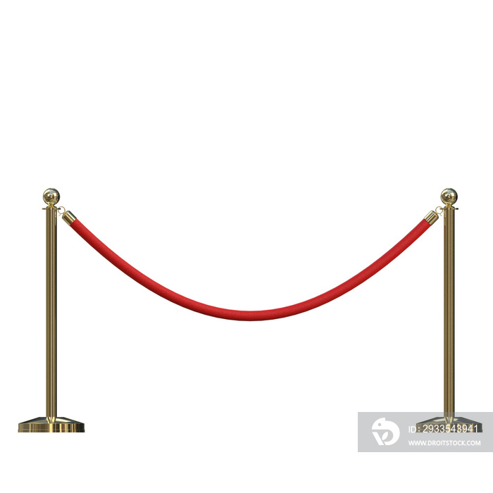 3d rendering illustration of a red velvet rope