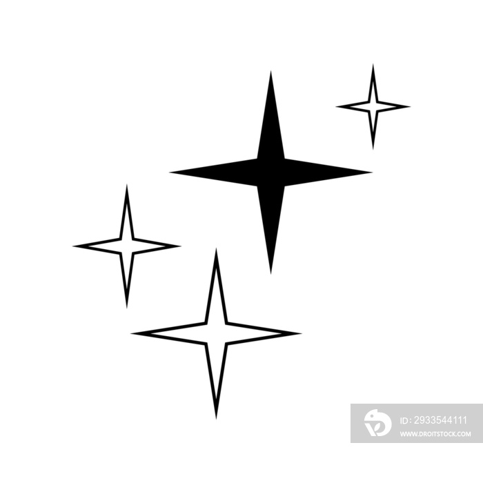 minimalist star illustrations in an outline style. a simple drawing of the ancient star symbol for creative design.