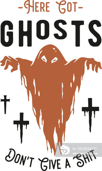 Halloween horror ghost for halloween print. Fear evil spirit or spectre for t-shirt halloween design. Spooky phantom for dark haunted halloween party